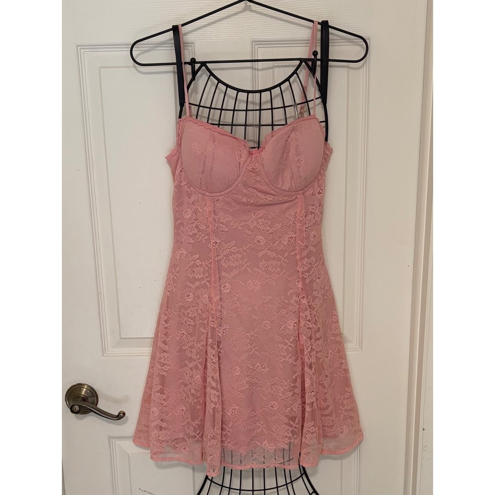 Angel Lane Pink Lace Corset Mini Dress Bustier Underwire Flare NWT Romantic